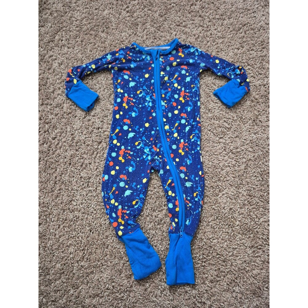Little Sleepies footie size 3-6 months blue paint